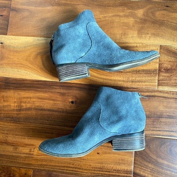 Lucky Brand Lahela Boots Soft Leather Booties 7.5 Slight Shimmer Charcoal Gray - Picture 7 of 9